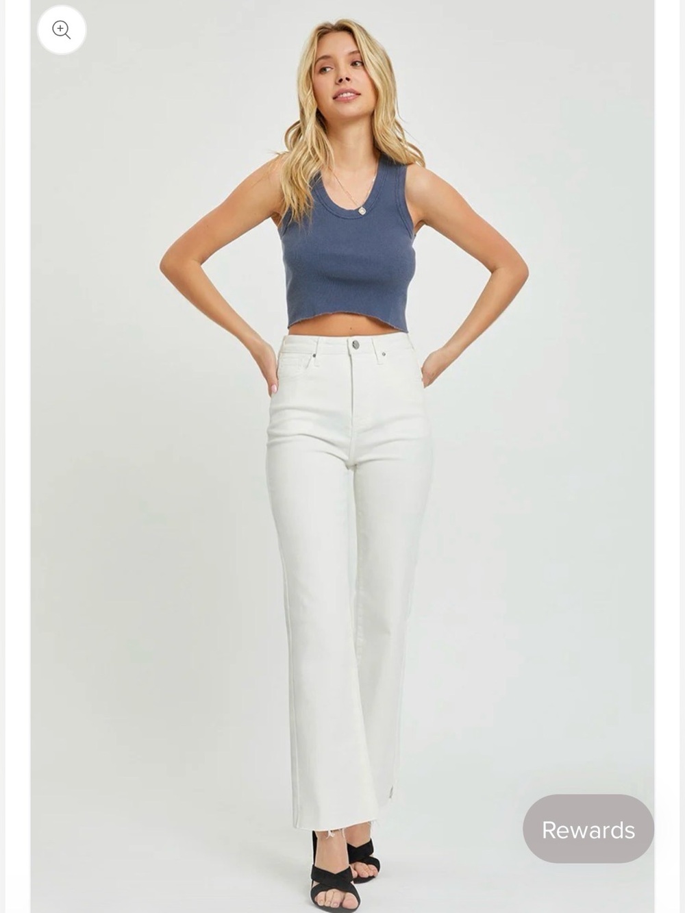 Risen White High Rise Tummy Control Straight Leg Jeans - size 9/29